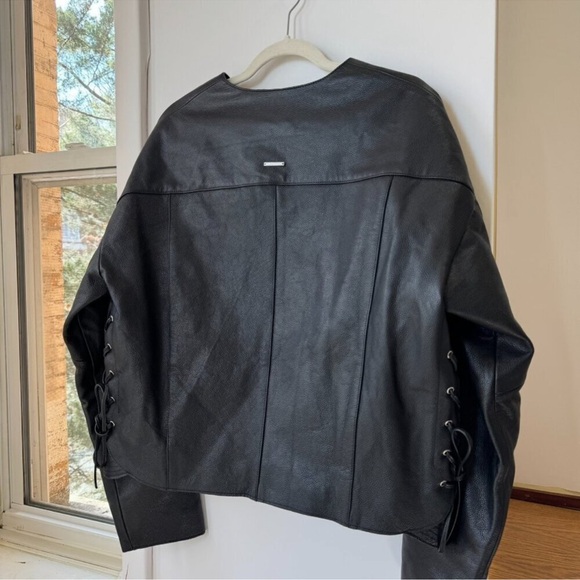 NWT Deadwood Canoo Oversized Leather Jacket Black Medium - Picture 14 of 17